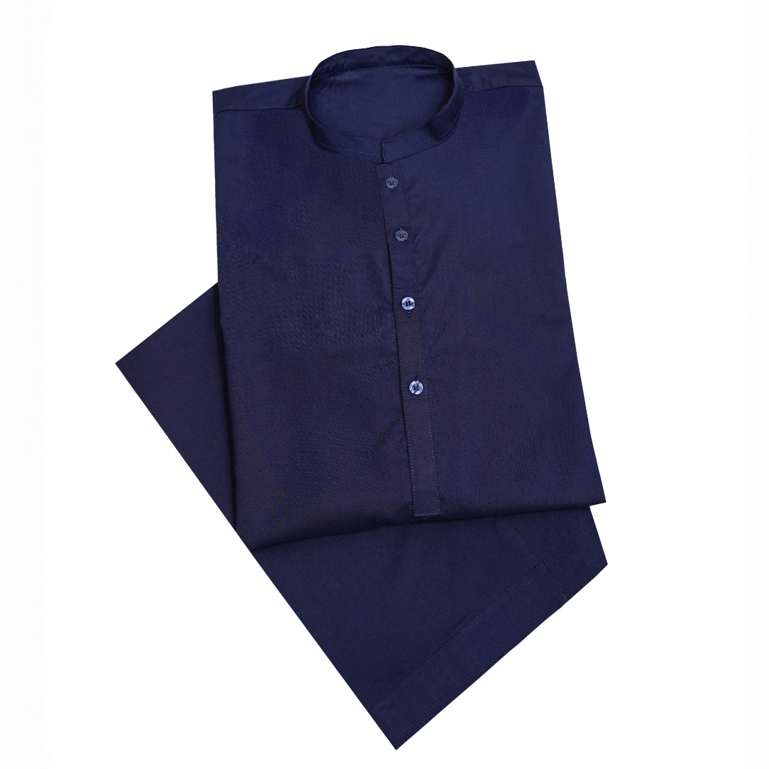 Navy Blue Men’s Italian Boski Kurta – SHAH ROBE